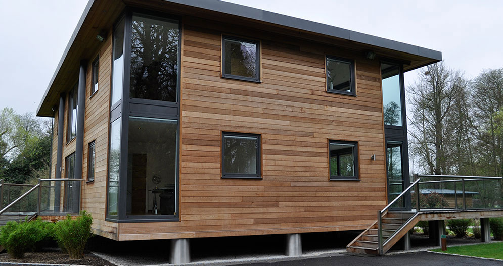 Aluminium windows  on timber clad building